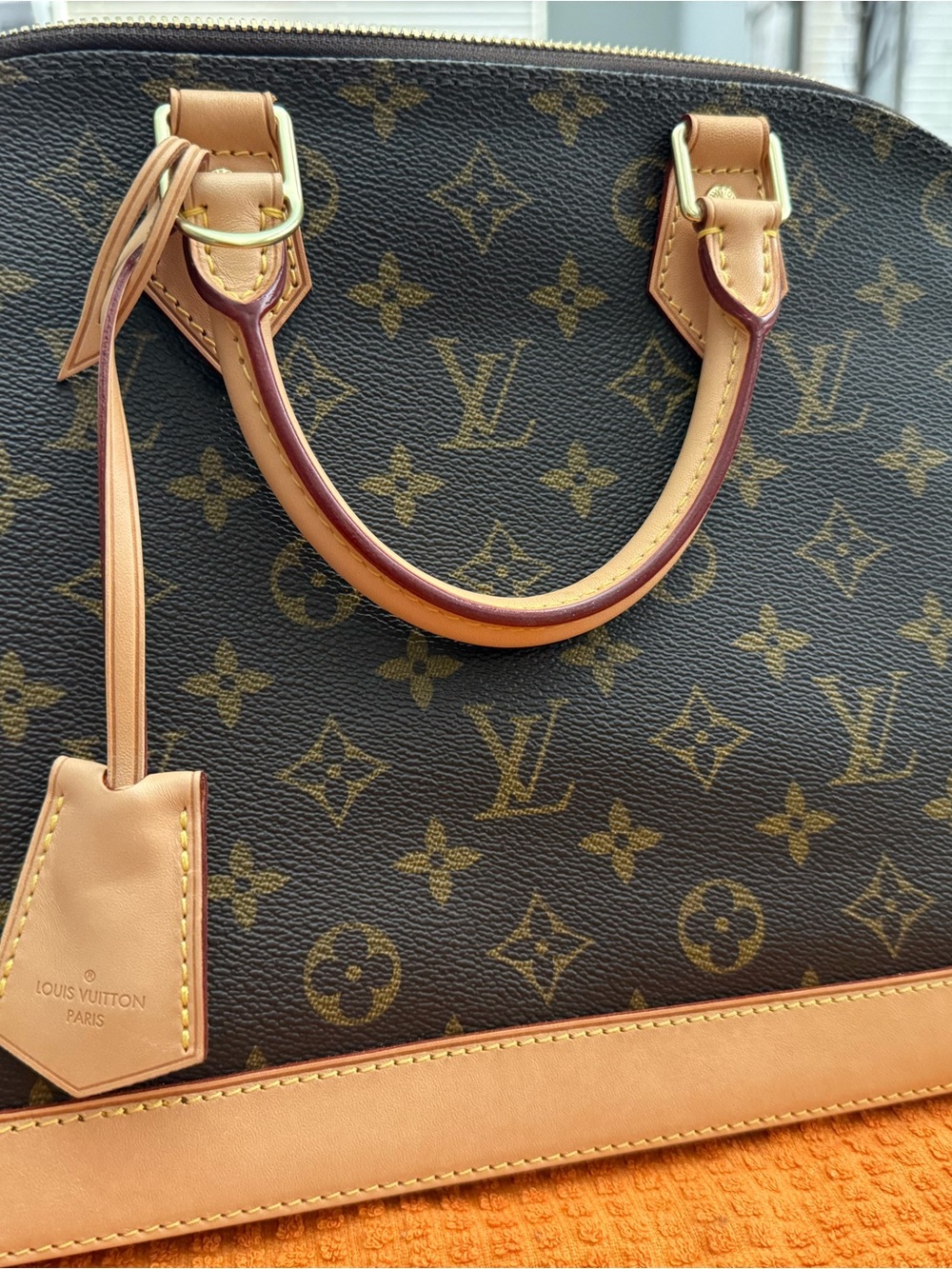 Louis Vuitton Monogram Canvas Satchel with Tan Leather Trim